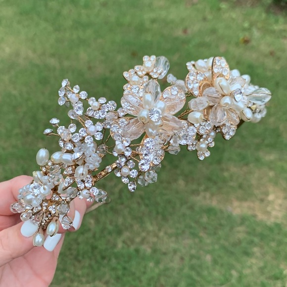 Rhinestone & Pearl Flower Crown - Picture 4 of 15